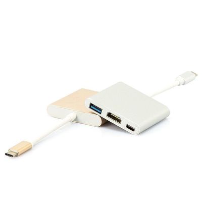 Adaptador Usb-c Multiporta Com Usb, Hdmi E Usb-c Prata