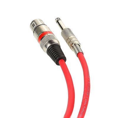 Cabo De Microfone Xlr Femea Para P10 Mono - Vermelho - 15 Metros