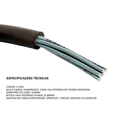Multicabos Com Conectores Xlr 4 Vias - Amphenol 60 Metros
