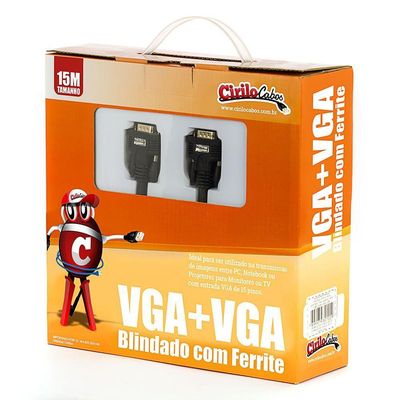 Cabo Vga Blindado Com Ferrite - 15 Metros - Cirilo Cabos