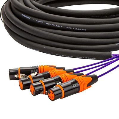 Multicabos Com Conectores Xlr 4 Vias - Profissional70 Metros