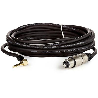 Cabo Profissional Xlr Fêmea Para P2 90 Graus Estereo - 15 Metros