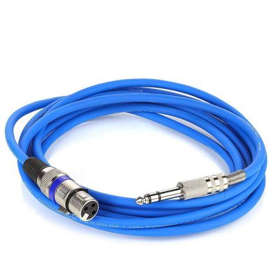 Cabo De Microfone Xlr Para P10 Estereo - Azul - 25 Metros