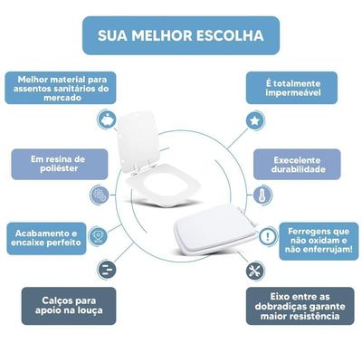 Tampa Vaso Sanitário Poliester Acrilico Suite Branco Para Bacia Incepa