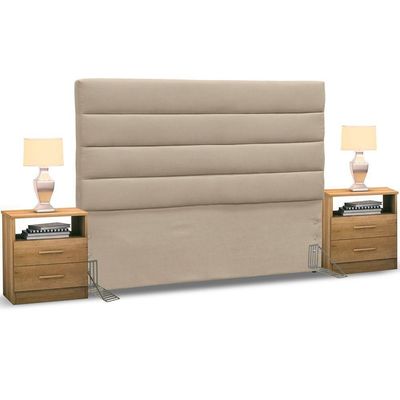 Cabeceira Cama Casal King 195cm Greta Suede E 2 Mesas De Cabeceira Dm1 Branco - Mpozenato Suede Bege