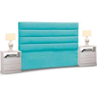 Cabeceira Cama Casal King 195cm Greta Suede E 2 Mesas De Cabeceira Dm1 Branco - Mpozenato Suede Bege