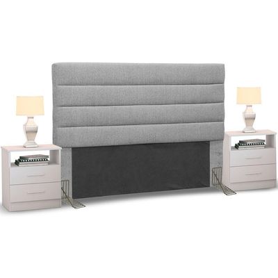 Cabeceira Cama Casal 140cm Greta Linho E 2 Mesas De Cabeceira Dm1 Branco - Mpozenato Linho Areia