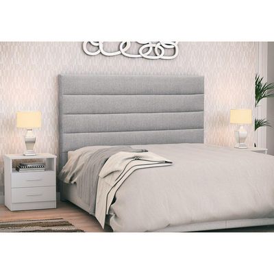 Cabeceira Cama Casal 140cm Greta Linho E 2 Mesas De Cabeceira Dm1 Branco - Mpozenato Linho Cinza