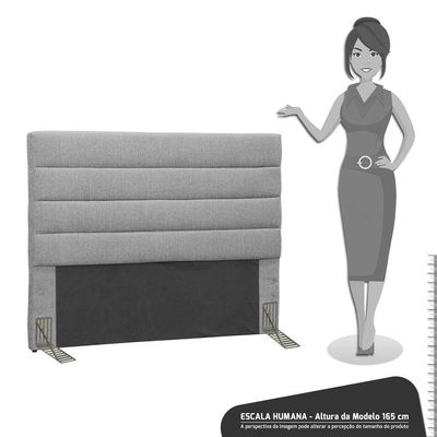 Cabeceira Cama Casal 140cm Greta Linho E 2 Mesas De Cabeceira Dm1 Branco - Mpozenato Linho Cinza