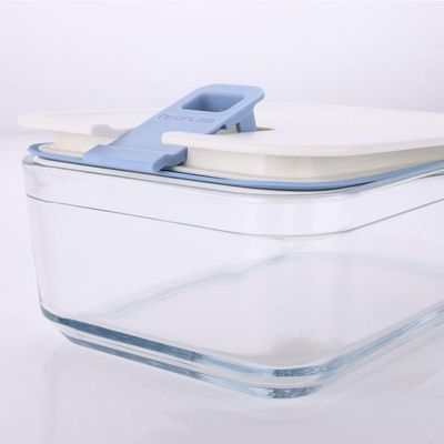 Conjunto De Potes De Vidro Herméticos Retangulares - 6 Unidades - Tampa Com Alavanca