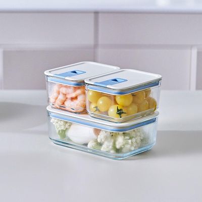 Conjunto De Potes De Vidro Herméticos Retangulares - 6 Unidades - Tampa Com Alavanca