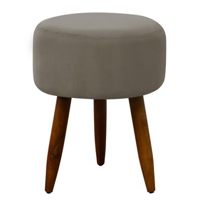 Puff Banqueta Decorativo Pés Madeira Cappuccino