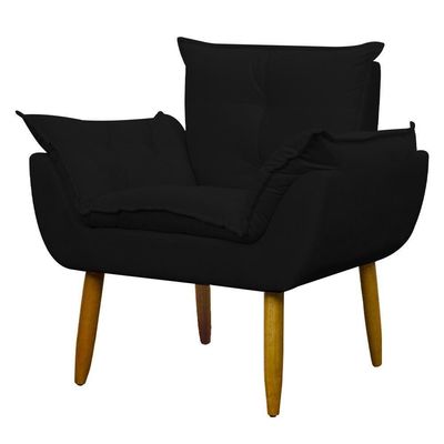 Poltrona Decorativa Para Consultório Opala Suede Herrero Preto