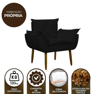 Poltrona Decorativa Para Consultório Opala Suede Herrero Preto