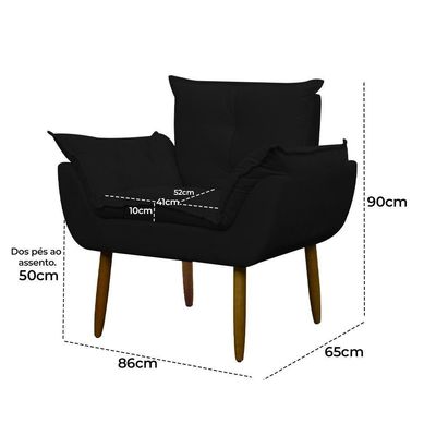 Poltrona Decorativa Para Consultório Opala Suede Herrero Preto