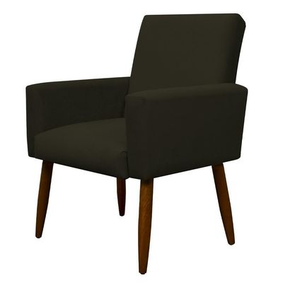Kit 2 Poltronas Com Puff Redondo Para Sala Nina Marrom