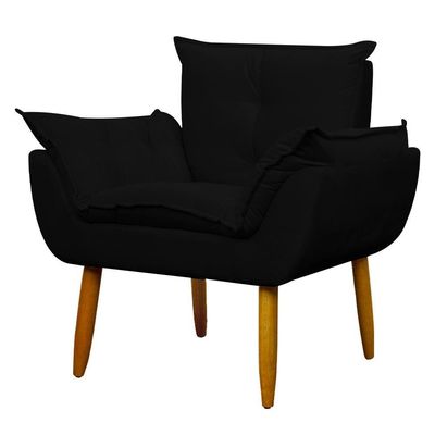 Kit Poltrona Recepção Pés Madeira Opala Preto