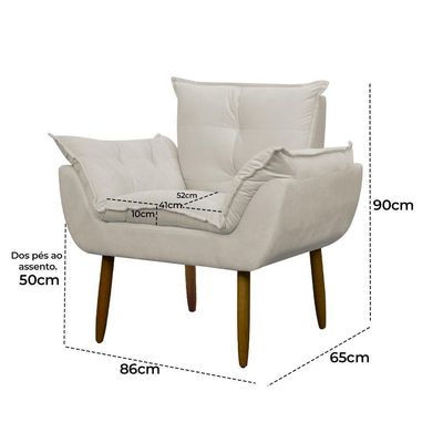 Poltrona Decorativa Para Consultório Opala Suede Herrero Bege