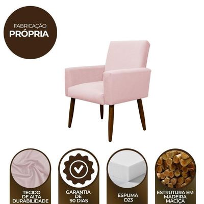 Poltrona Nina Sala Pés Em Madeira Herrero Rosa Bebê