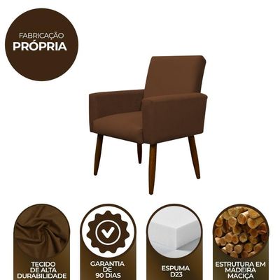 Kit 2 Poltronas Com Puff Redondo Para Sala Nina Cobre