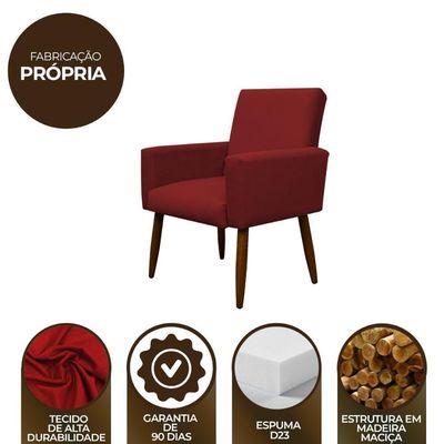 Kit 2 Poltronas Com Puff Redondo Para Sala Nina Vermelho