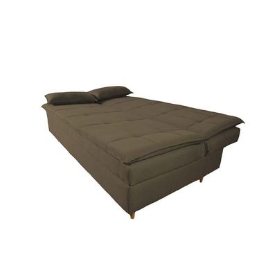 Sofá Cama 3 Lugares 197cm Soho Suede Marrom Herrero Decor Marrom