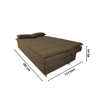 Sofá Cama 3 Lugares 197cm Soho Suede Marrom Herrero Decor Marrom