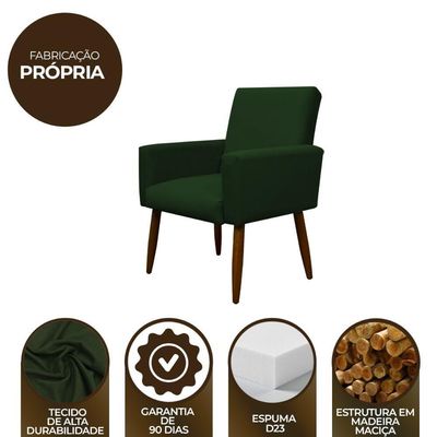 Kit 2 Poltronas Com Puff Redondo Para Sala Nina Verde