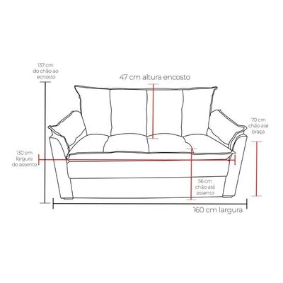 Sofá Small 3 Lugares Conforto 160cm Suede Cappucino Decor Cappuccino