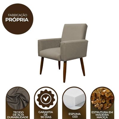 Kit 2 Poltronas Com Puff Redondo Para Sala Nina Cappuccino