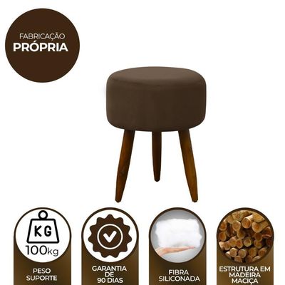 Puff Banqueta Decorativo Pés Madeira Claro Marrom Claro