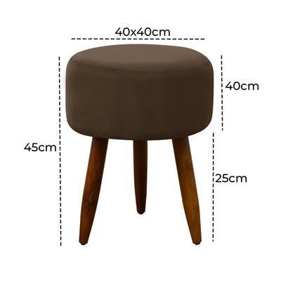 Puff Banqueta Decorativo Pés Madeira Claro Marrom Claro