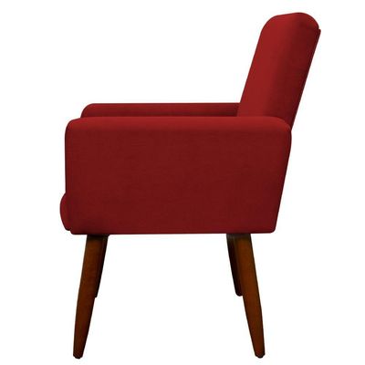 Kit 4 Poltronas Para Sala Pés De Madeira Nina Vermelho