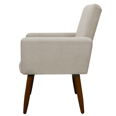 Kit 2 Poltronas Com Puff Redondo Para Sala Nina Bege