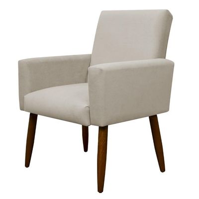 Kit 2 Poltronas Com Puff Redondo Para Sala Nina Bege