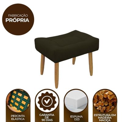 Puff Banqueta Decorativo Pés Madeira Marrom