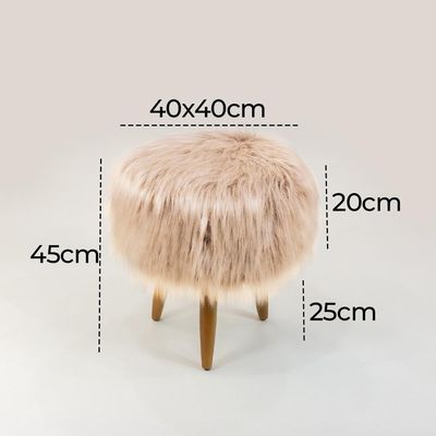 Puff Banqueta Decorativo Pés Madeira Rosê