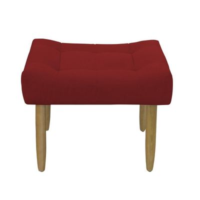Puff Banqueta Decorativo Pés Madeira Vermelho