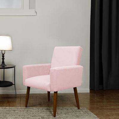 Kit 2 Poltronas Com Puff Redondo Para Sala Nina Rosa Bebê