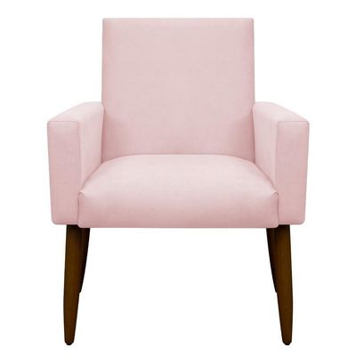 Kit 2 Poltronas Com Puff Redondo Para Sala Nina Rosa Bebê