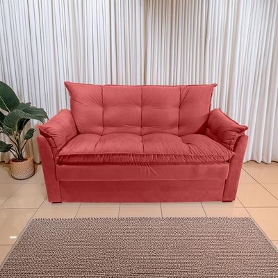 Sofá Small 3 Lugares Conforto 160cm Suede Marsala Herrero Decor Marsala
