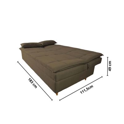 Sofá Cama 3 Lugares 197cm Soho Suedecappucino Herrero Decor Cappuccino