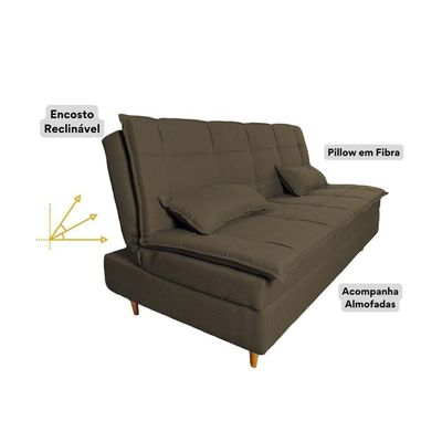 Sofá Cama 3 Lugares 197cm Soho Suedecappucino Herrero Decor Cappuccino