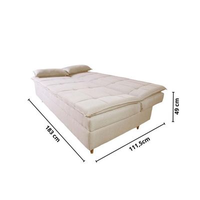 Sofá Cama 3 Lugares 197cm Soho Suede Nude Herrero Decor Nude Areia