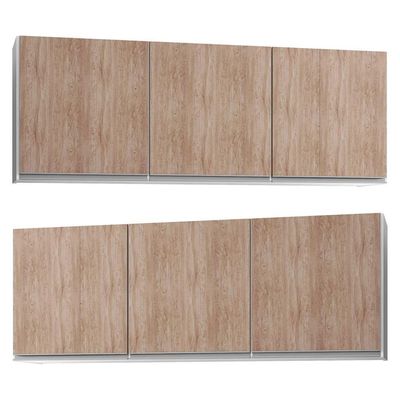 Kit 2 Armários Aéreos 150cm 3 Portas Argélia Branco-castanho - Lumil