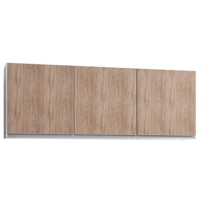 Kit 2 Armários Aéreos 150cm 3 Portas Argélia Branco-castanho - Lumil