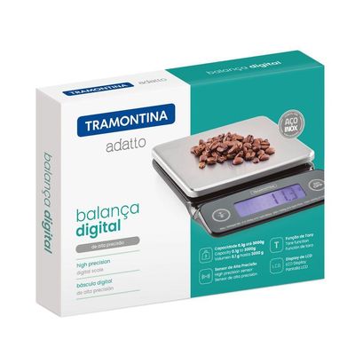 Balança Digital De Alta Precisão Para Cozinha Tramontina Adatto Com Base Em Aço Inox