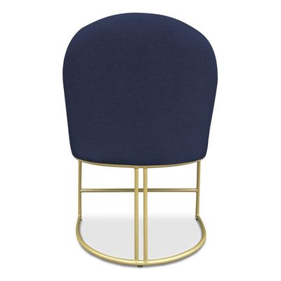 Cadeira Poltrona De Jantar Bela Veludo Azul Marinho Base Metálica Industrial Dourado - Pallazio