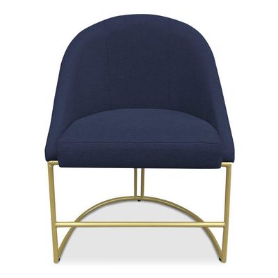 Cadeira Poltrona De Jantar Bela Veludo Azul Marinho Base Metálica Industrial Dourado - Pallazio