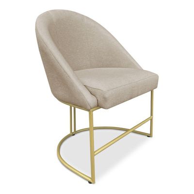 Cadeira Poltrona De Jantar Bela Veludo Base Metálica Industrial Dourado - Pallazio Cor Bege